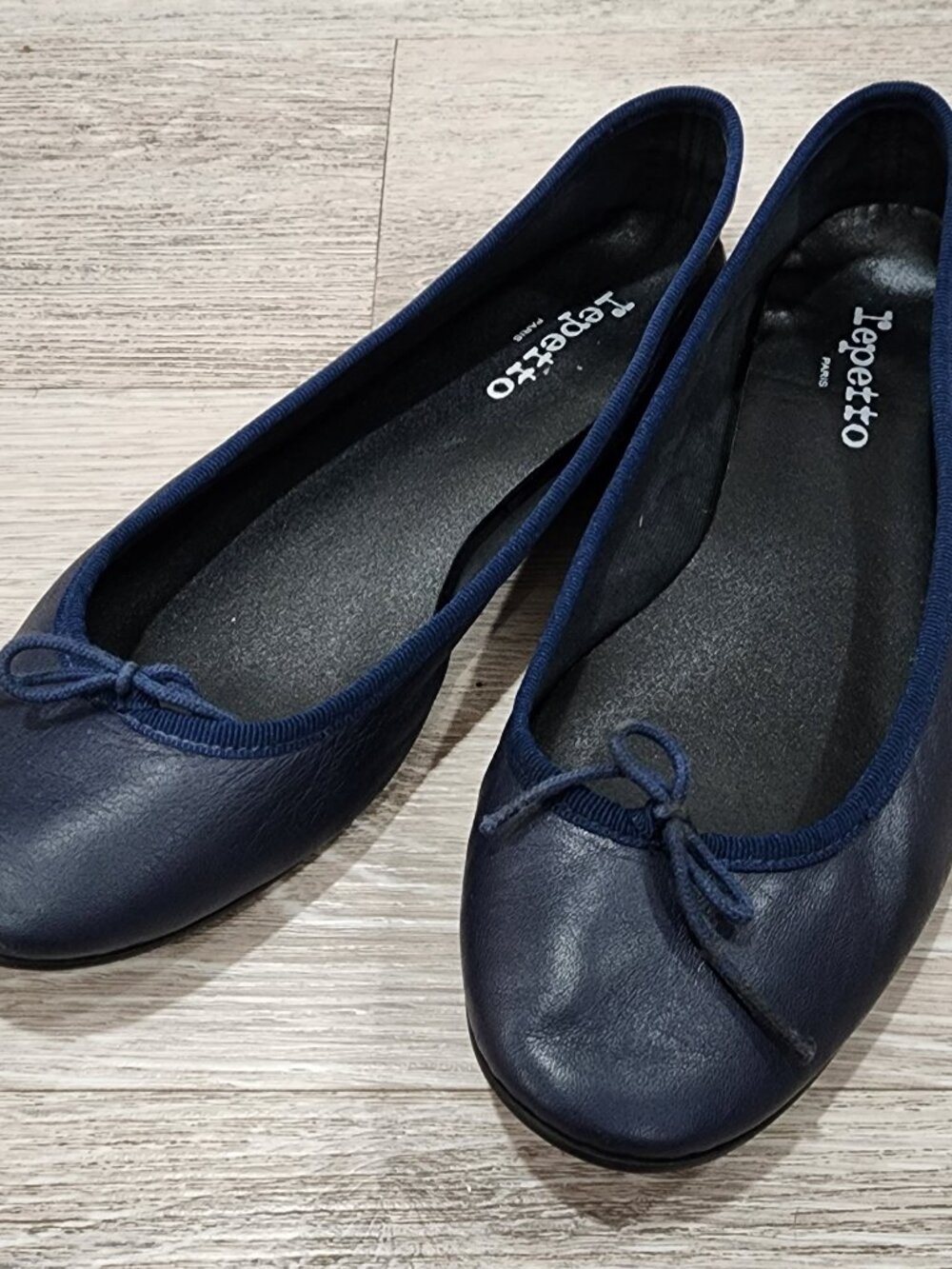 Repetto Cendrillon Ballet Flats Navy Leather Women's Size 41 Made in France